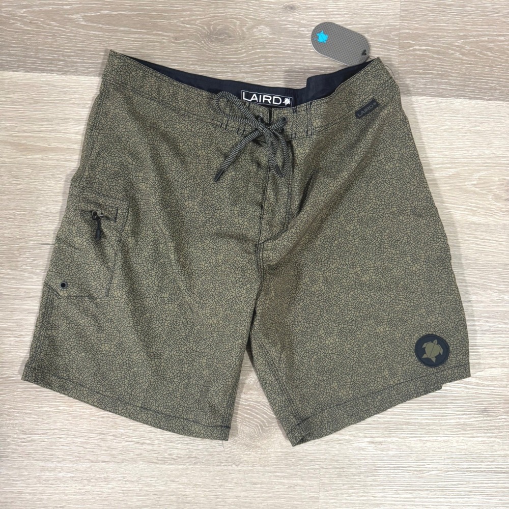 Laird Board Shorts Mens 36 Green Geometric Print Limited Edition Swim Trunks NWT